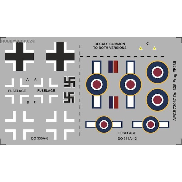 Dornier Do335A-6/A-12 Replacement decal for Frog kit APCR72067