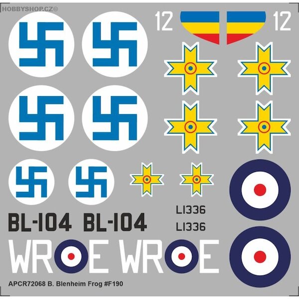 Bristol Blenheim Replacement decal for Frog kit APCR72068