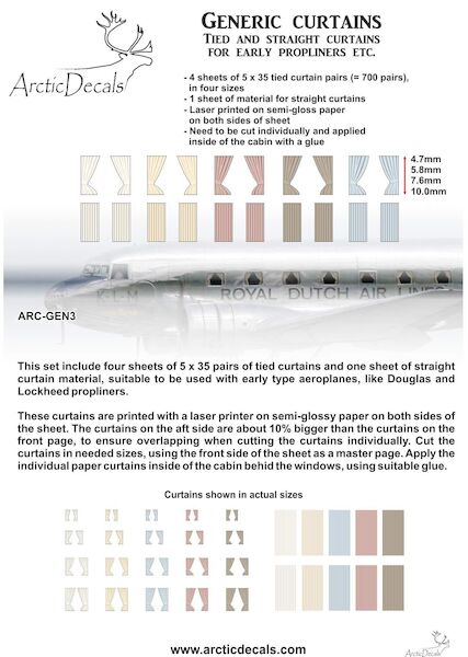 Generic straight and tied curtains for early propliners ARC-GEN3