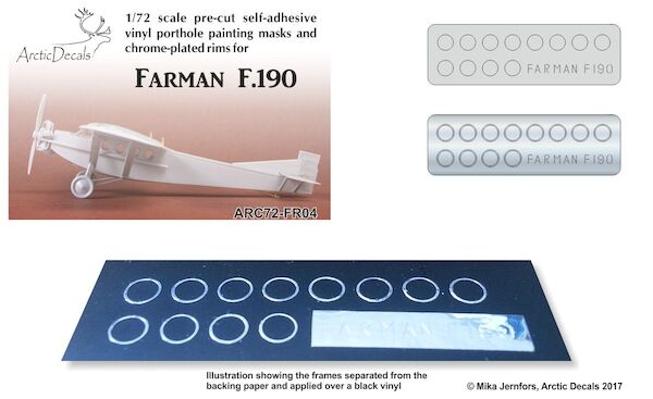 Farman F190 Vinyl window masks and chrome plated window frames (SBS)  ARC72-FR04