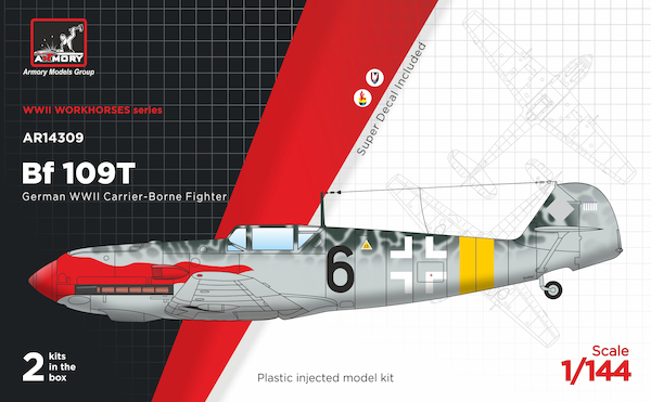 Messerschmitt Bf109T "German WWII Carrier Borne Fighter"  (2 kits included!)  14309