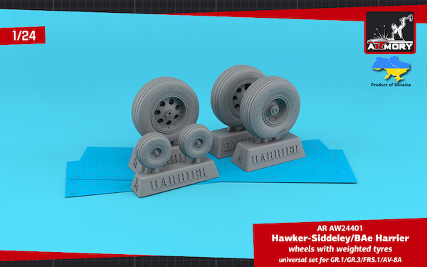HS/BAe Harrier Early GR1, GR3, FRS1, AV8A wheel set (Airfix) AR AW24401