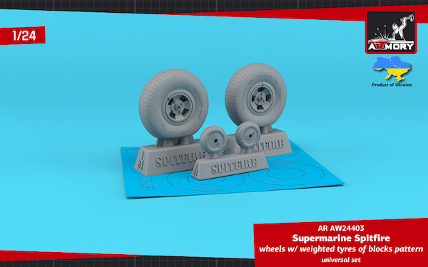 Supermarine Spitfire weighted wheels - Blocked pattern  (Airfix)  AR AW24403