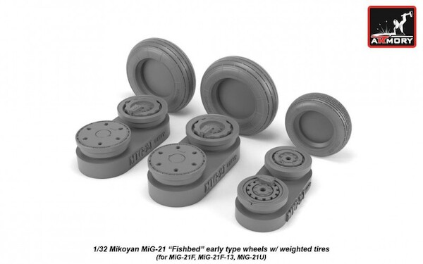 Mikoyan MiG21 Fishbed wheel set -weighted- (Early)  AR AW32009