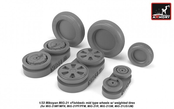 Mikoyan MiG21 Fishbed wheel set -weighted- (Mid)  AR AW32010