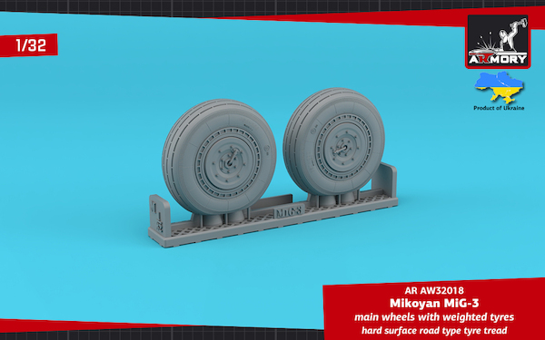 Mikoyan MiG3 wheel set with hard road tyre tread  AR AW32018