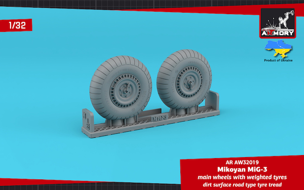 Mikoyan MiG3 wheel set with dirt road tyre tread AR AW32019