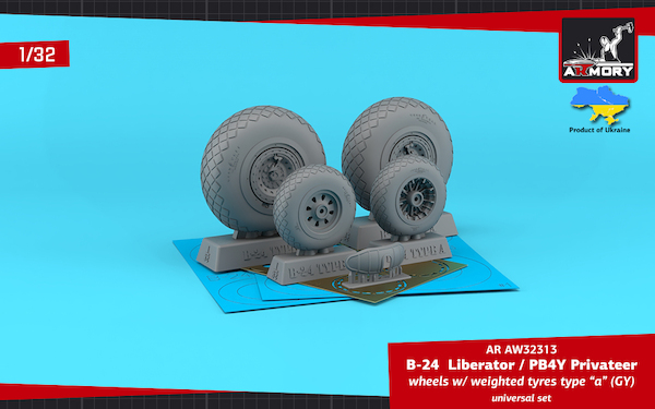 B24 Liberator / PB4Y Privateer wheels with weighted tires Type A (GY)  AR AW32313
