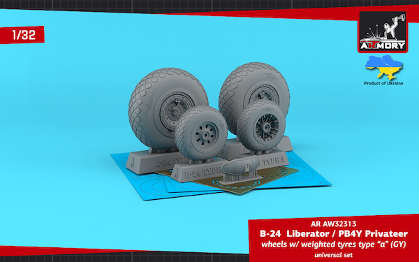 B24 Liberator / PB4Y Privateer wheels with weighted tires Type A (GY) AR AW32313
