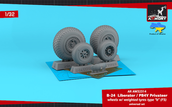 B24 Liberator / PB4Y Privateer wheels with weighted tires Type B (GY) AR AW32314