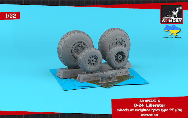 B24 Liberator / PB4Y Privateer wheels with weighted tires Type D (RA) AR AW32316