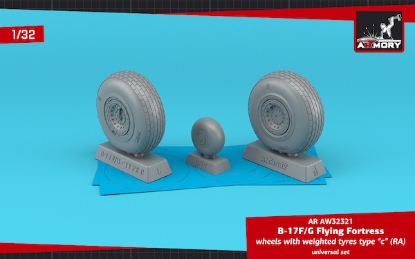 Boeing B17F-G Flying Fortress wheels with weighted tires type C (RA) AR AW32321
