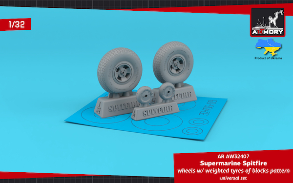 Supermarine Spitfire weighted wheels - Checkerboard pattern  AR AW32407