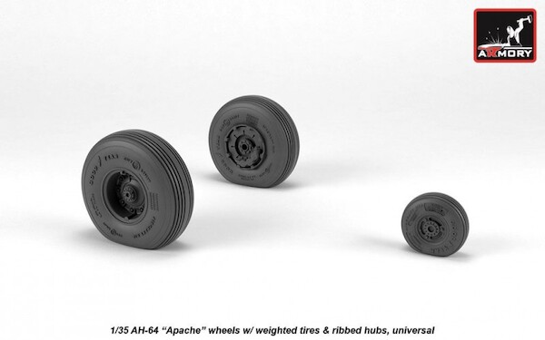 AH64 Apache Wheel set with weighted tires and Ribbed Hubs  AR AW35305
