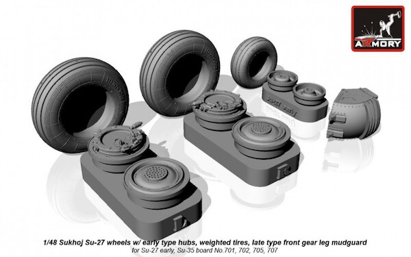 Suchoi Su27 Flanker wheel set - weighted- (Early)  AR AW48020b