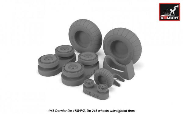 Dornier Do17M/P/Z, Do 215 Wheel set with weighted tires  AR AW48205