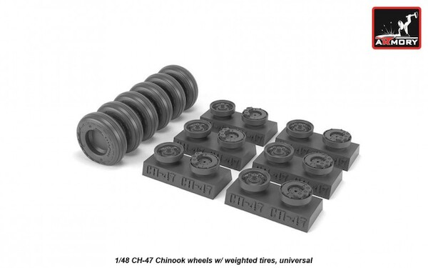 CH47 Chinook Wheel set with weighted tires AR AW48311