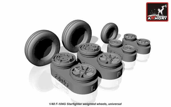 Lockheed F104G Starfighter Wheel set - weighted  AR AW48312