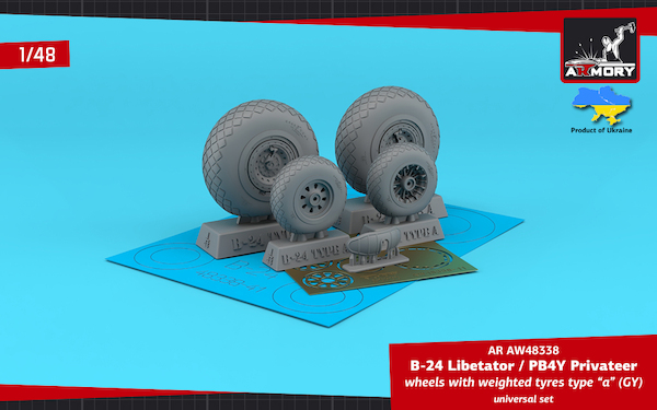 B24 Liberator / PB4Y Privateer wheels with weighted tires Type A (GY) AR AW48338