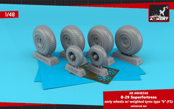 Boeing B29 Superfortress wheels with weighted tires - early Type B (FS) AR AW48348