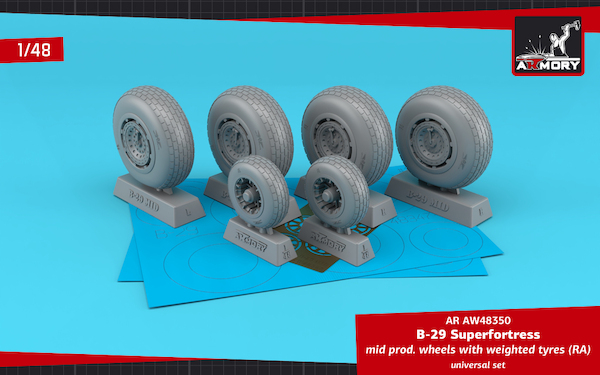 Boeing B29 Superfortress wheels with weighted tires - Mid AR AW48350