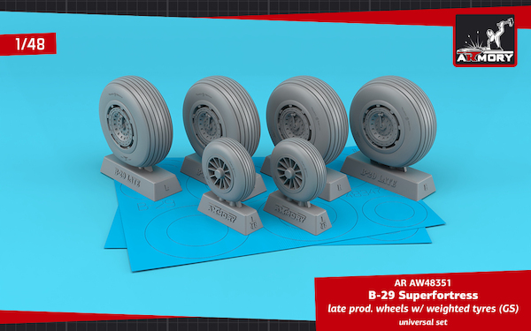 Boeing B29 Superfortress wheels with weighted tires - Late AR AW48351