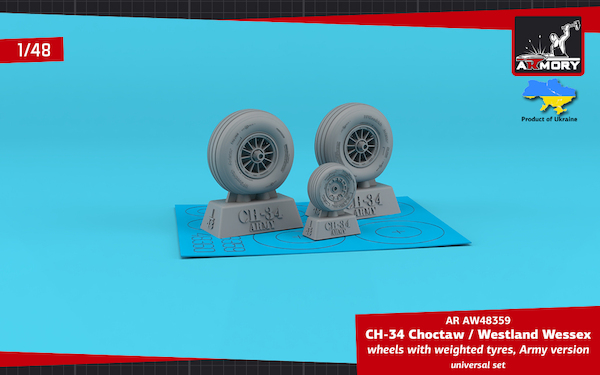 Sikorsky CH34 Chocktaw / Westland Wessex (Army version) wheels with weighted tyres AR AW48359