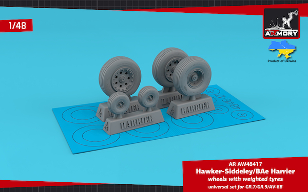 HS/ BAE Harrier late type  GR7/GR9/AV8B Wheel set (Weighted)  AR AW48417