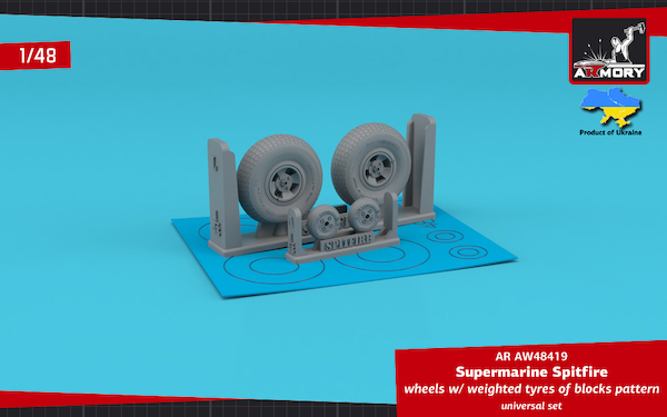 Supermarine Spitfire weighted wheels - Checkerboard Pattern 4 spokes AR AW48419