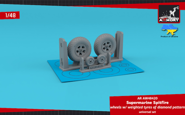 Supermarine Spitfire weighted wheels - Diamond Pattern 5 Spokes AR AW48420