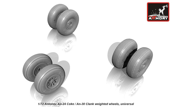 Antonov AN24 'Coke', AN30 "Clank" wheel set (A-Model) -weighted-  AR AW72028