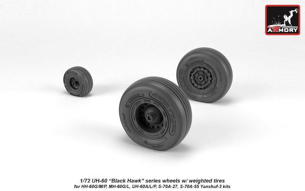 Sikorsky UH60 Black hawk Wheel set with weighted tires  AR AW72334