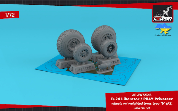 B24 Liberator / PB4Y Privateer wheels with weighted tires Type A (GY) AR AW72346