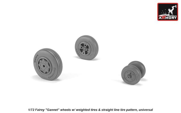 Fairey Gannet Early type wheels with weighted tires and straight line pattern AR AW72412