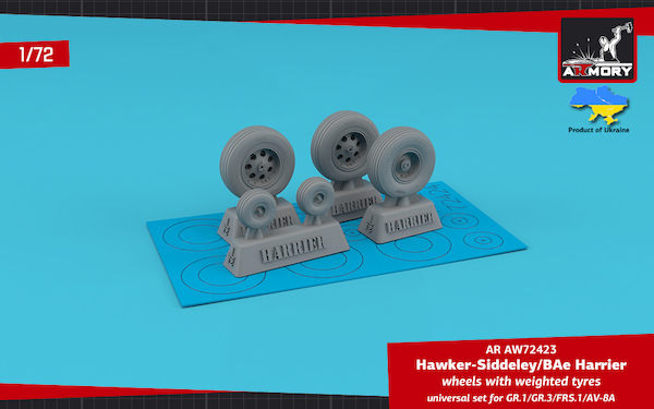 HS/BAe Harrier early (GR1, GR3, AV8A)wheels with weighted tires AR AW72423
