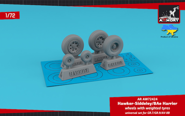 HS/BAe Harrier late (GR7, GR9, AV8B) wheels with weighted tires AR AW72424