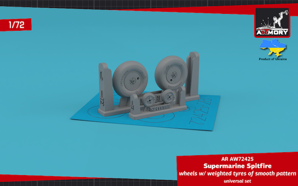 Supermarine Spitfire weighted wheels - Smooth with Hubcaps AR AW72425