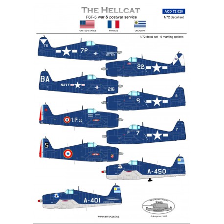 The Hellcat, F6F-5 war and postwar service (US Navy, Aeronavale, Uruguay  ACD48020