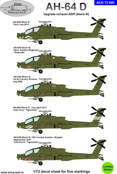 Hughes AH-64D Apache ASPI exhaust (Block III) decal set ACD72006