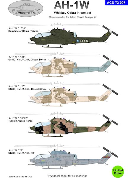 AH-1W Whiskey in combat conversion with decal set (REISSUE!)  ACD72007
