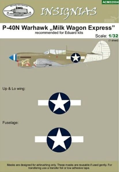 Masking for Curtiss P40N Warhawk "Milk wagon Express" ACM32004