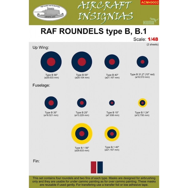 RAF Roundels Type B, B1 masks ACM49002