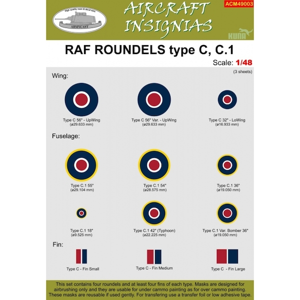 RAF Roundels Type C, C1 masks ACM49003
