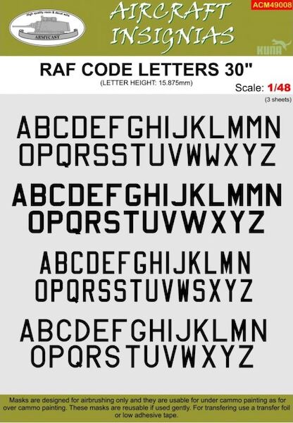 RAF Code letters 30"(15,875mm) masks ACM49008