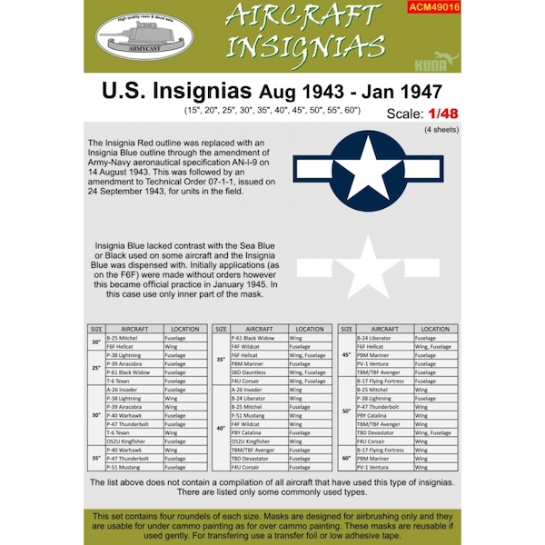 US Insignia  August 1943 - January 1947  Masks  ACM49016