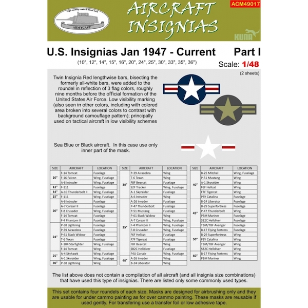 US Insignia January 1947 - Current Masks part 1 ACM49017