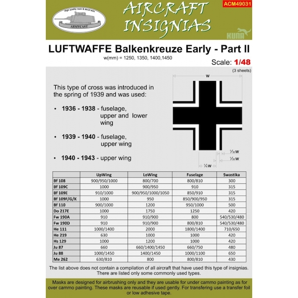 Luftwaffe Balkenkreuze early Part II  ACM49031