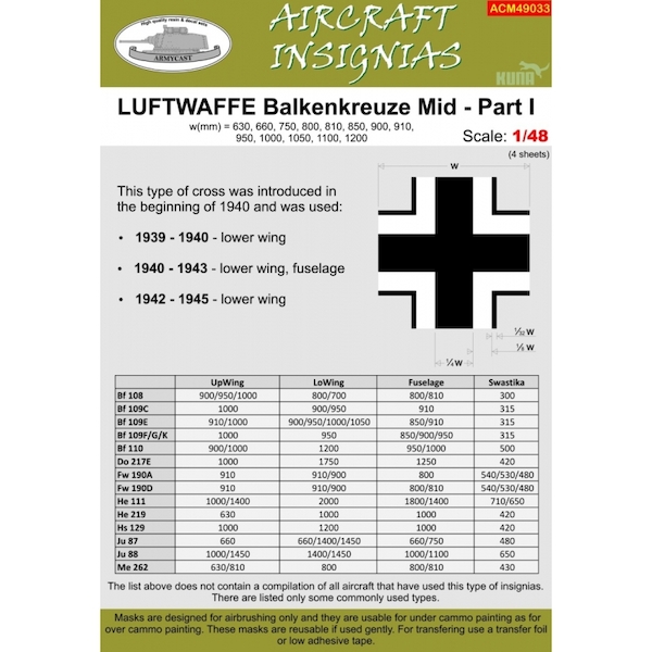 Luftwaffe Balkenkreuze Mid Part 1  ACM49033