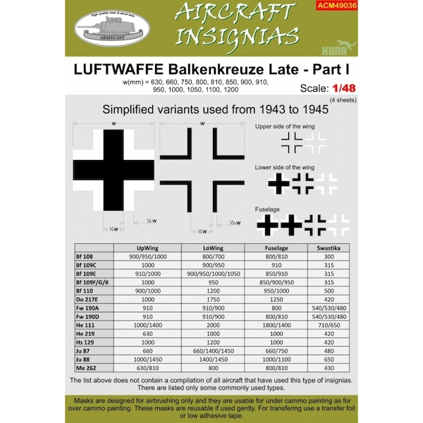 Luftwaffe Balkenkreuze Late Part I Simplified variant used from 1943  ACM49036