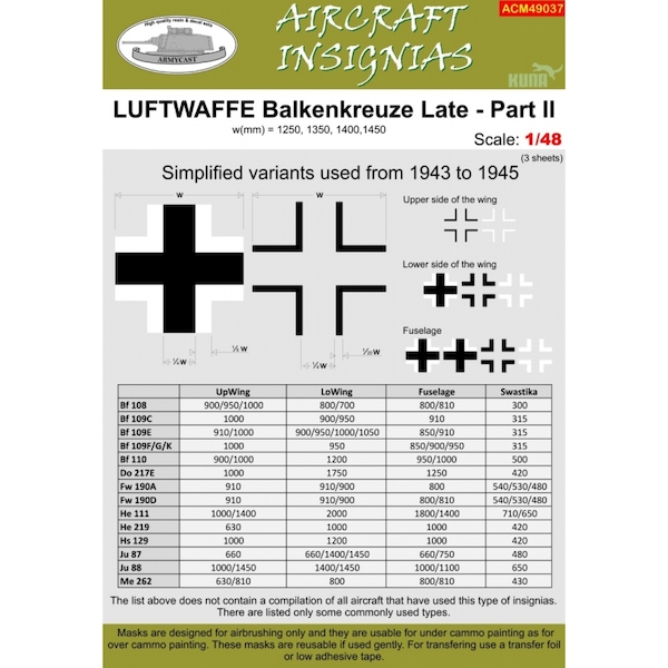 Luftwaffe Balkenkreuze Late Part II Simplified variant used from 1943 ACM49037